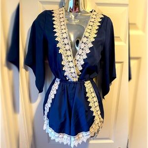 Blue Lace Short Romper